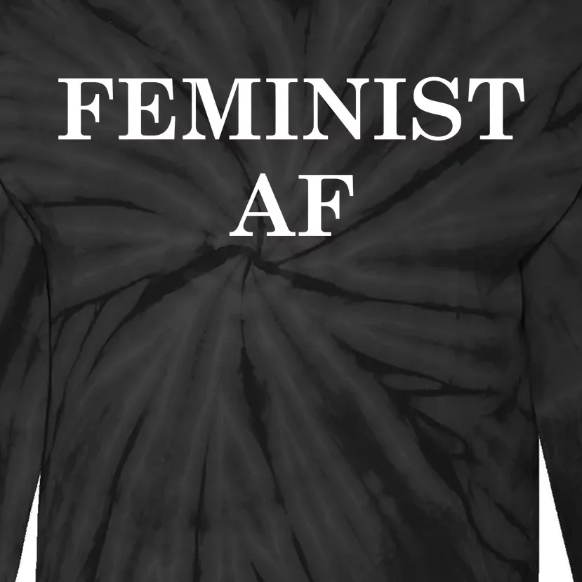 Classy News Feminist AF Text Logo Tie-Dye Long Sleeve Shirt