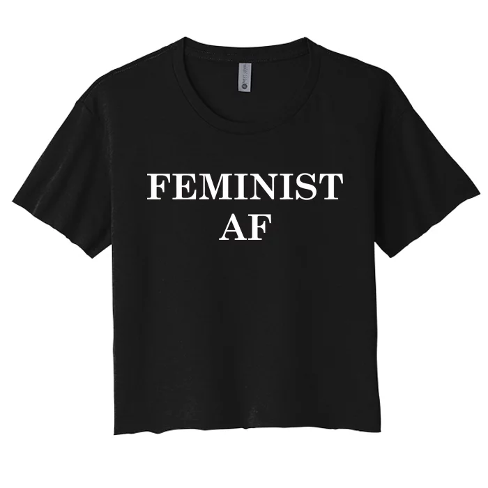 Classy News Feminist AF Text Logo Women's Crop Top Tee