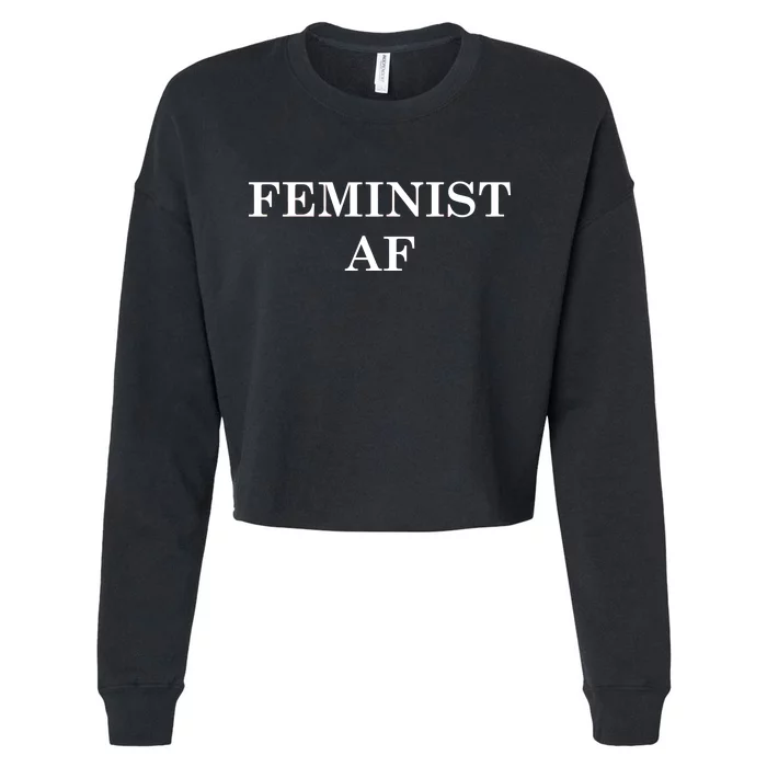 Classy News Feminist AF Text Logo Cropped Pullover Crew