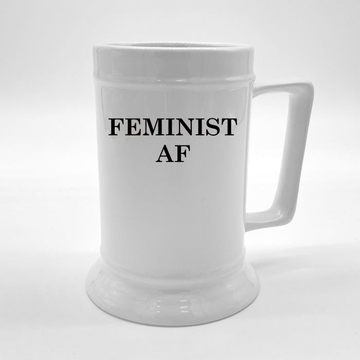 Classy News Feminist AF Text Logo Front & Back Beer Stein