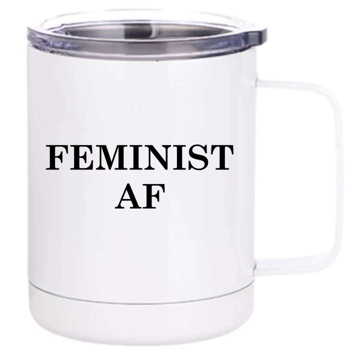 Classy News Feminist AF Text Logo Front & Back 12oz Stainless Steel Tumbler Cup