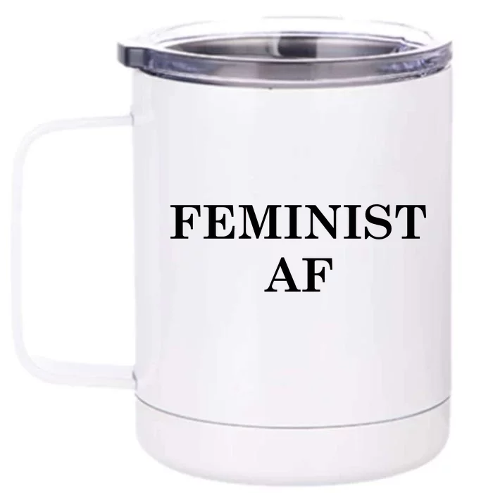 Classy News Feminist AF Text Logo Front & Back 12oz Stainless Steel Tumbler Cup