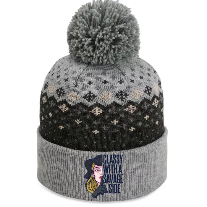 Classy With A Savage Side The Baniff Cuffed Pom Beanie