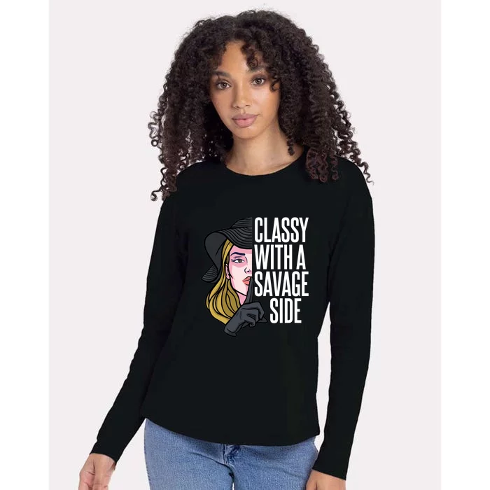 Classy With A Savage Side Womens Cotton Relaxed Long Sleeve T-Shirt