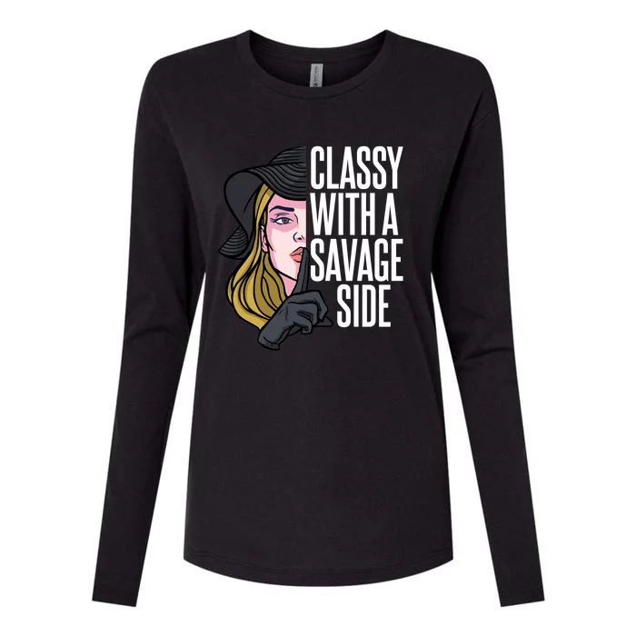 Classy With A Savage Side Womens Cotton Relaxed Long Sleeve T-Shirt