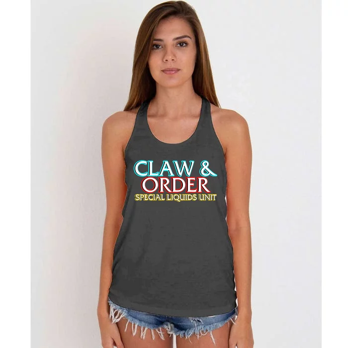 Claw & Order Special Liquids Unit Women's Knotted Racerback Tank