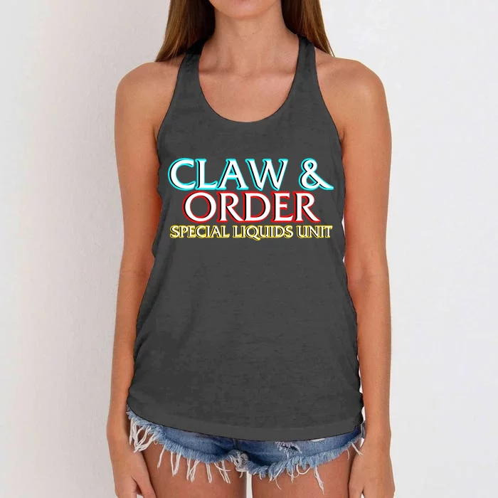 Claw & Order Special Liquids Unit Women's Knotted Racerback Tank