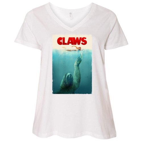 Claws Sloth Women's V-Neck Plus Size T-Shirt