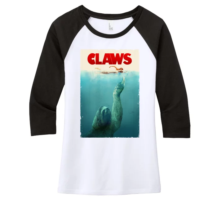 Claws Sloth Women's Tri-Blend 3/4-Sleeve Raglan Shirt