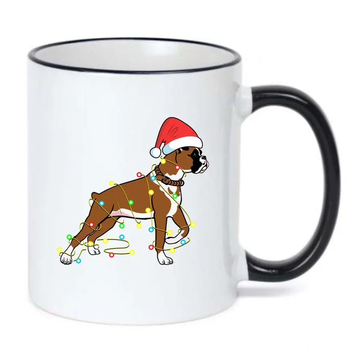 Christmas Lights Boxer Dog Lover Funny Gift Black Color Changing Mug