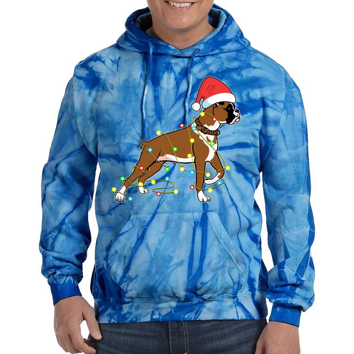 Christmas Lights Boxer Dog Lover Funny Gift Tie Dye Hoodie