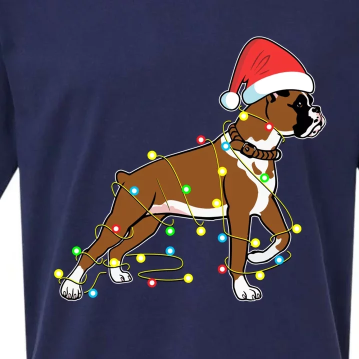 Christmas Lights Boxer Dog Lover Funny Gift Sueded Cloud Jersey T-Shirt