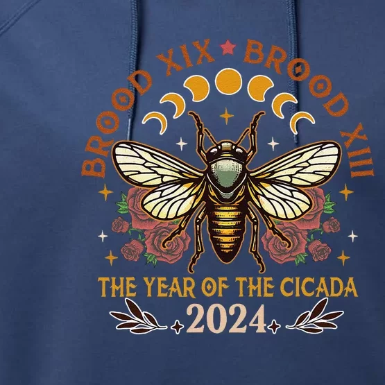 Cicada Lover Brood Xix Brood Xiii Year Of The Cicada 2024 Performance Fleece Hoodie