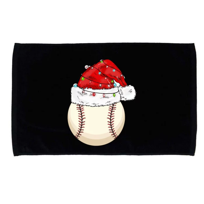 Christmas Lights Baseball Santa Hat Catcher Pitcher Pj Gift Microfiber Hand Towel