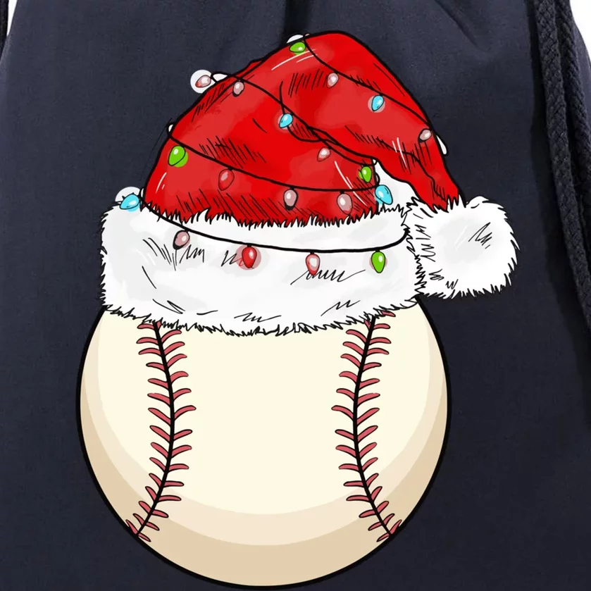 Christmas Lights Baseball Santa Hat Catcher Pitcher Pj Gift Drawstring Bag