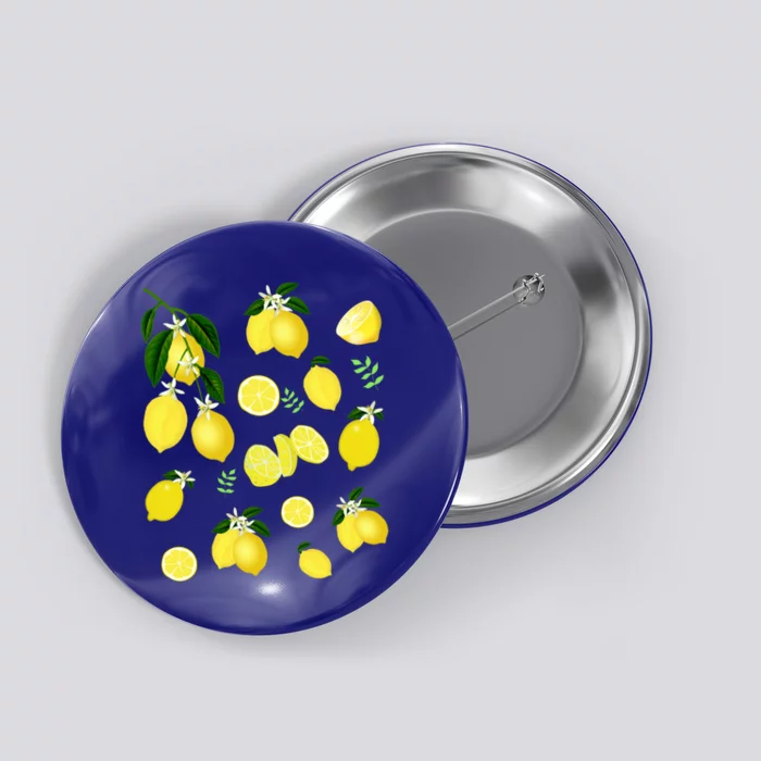 Cute Lemon Botanical Gardening Summertime Lemon Lover Gift Button