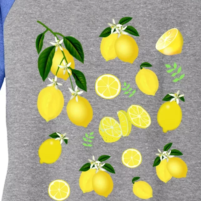 Cute Lemon Botanical Gardening Summertime Lemon Lover Gift Women's Tri-Blend 3/4-Sleeve Raglan Shirt