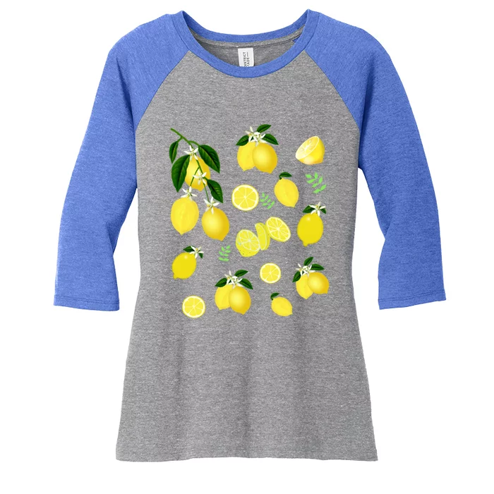 Cute Lemon Botanical Gardening Summertime Lemon Lover Gift Women's Tri-Blend 3/4-Sleeve Raglan Shirt