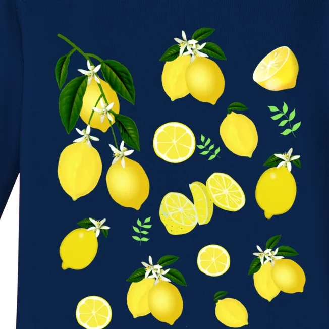 Cute Lemon Botanical Gardening Summertime Lemon Lover Gift Baby Long Sleeve Bodysuit