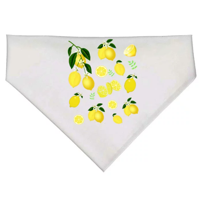 Cute Lemon Botanical Gardening Summertime Lemon Lover Gift USA-Made Doggie Bandana