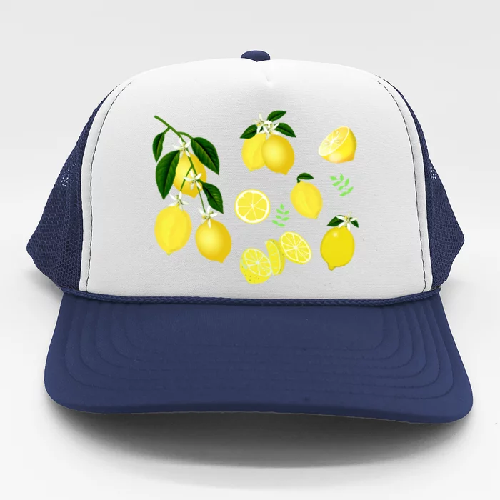 Cute Lemon Botanical Gardening Summertime Lemon Lover Great Gift Trucker Hat