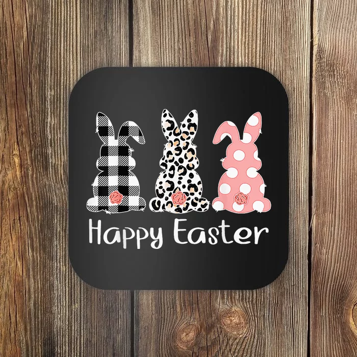 Cute Leopard Bunny Spring Hunt Eggs Rabbit Happy Easter Day Coaster