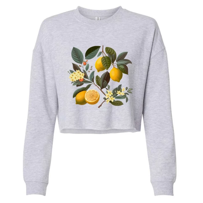 Cute Lemon Botanical Gardening Summertime Vintagefunny Gifttyle Great Gift Cropped Pullover Crew