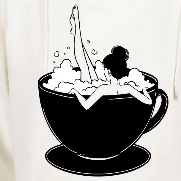 Coffee Lovers Bubble Bath Womens Funnel Neck Pullover Hood