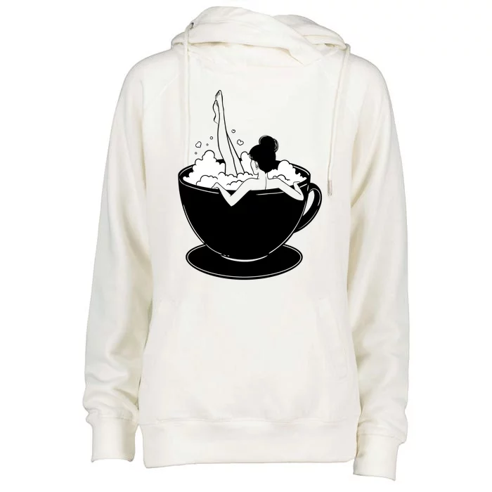 Coffee Lovers Bubble Bath Womens Funnel Neck Pullover Hood