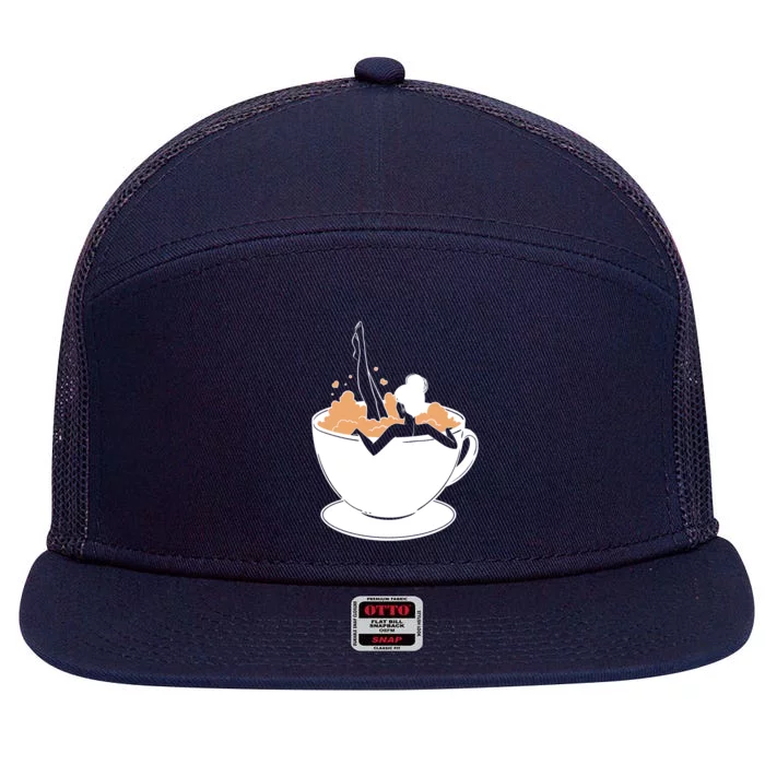 Coffee Lovers Bubble Bath 7 Panel Mesh Trucker Snapback Hat