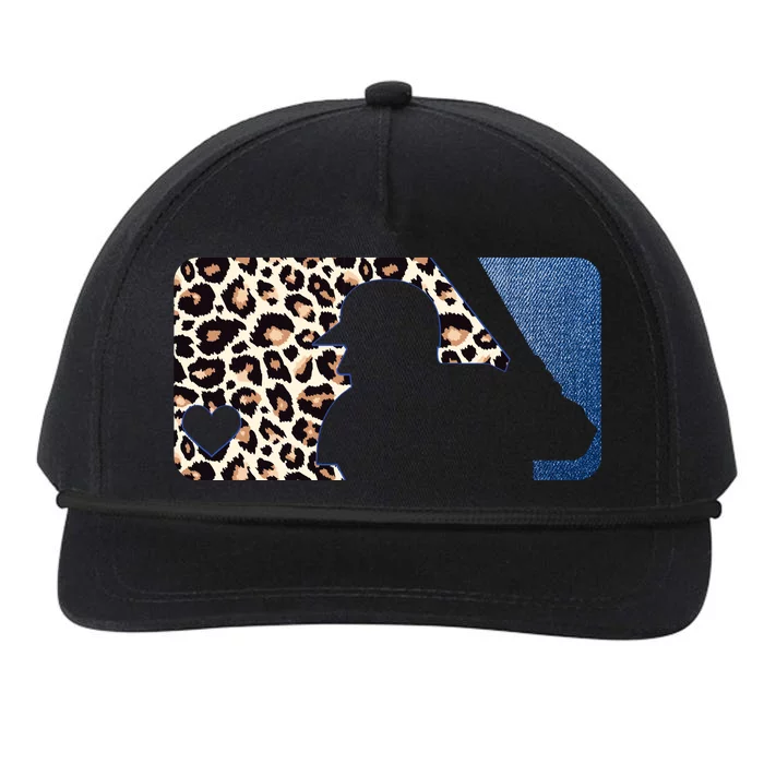 Cute Leopard Blue Jean Print Baseball Logo Snapback Five-Panel Rope Hat