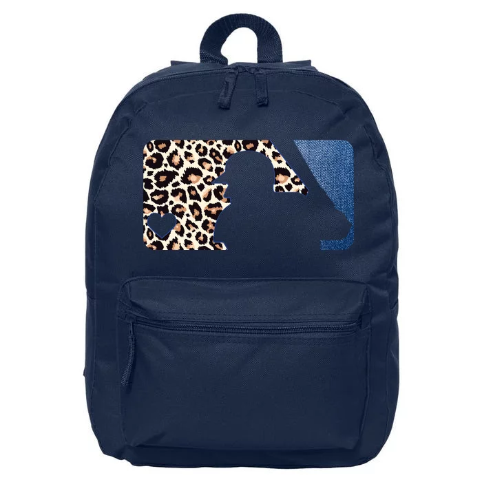 Cute Leopard Blue Jean Print Baseball Logo 16 in Basic Backpack