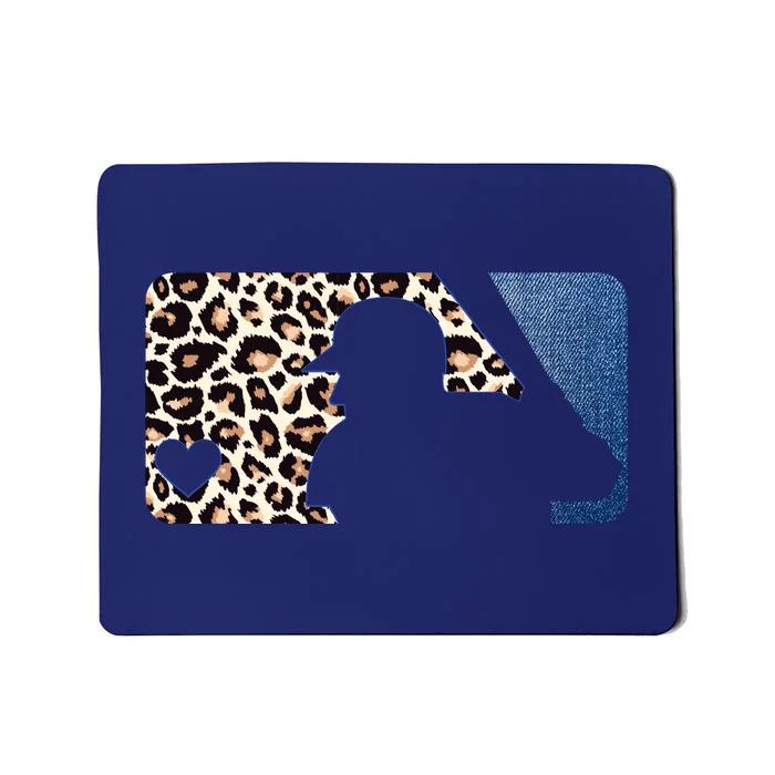 Cute Leopard Blue Jean Print Baseball Logo Mousepad