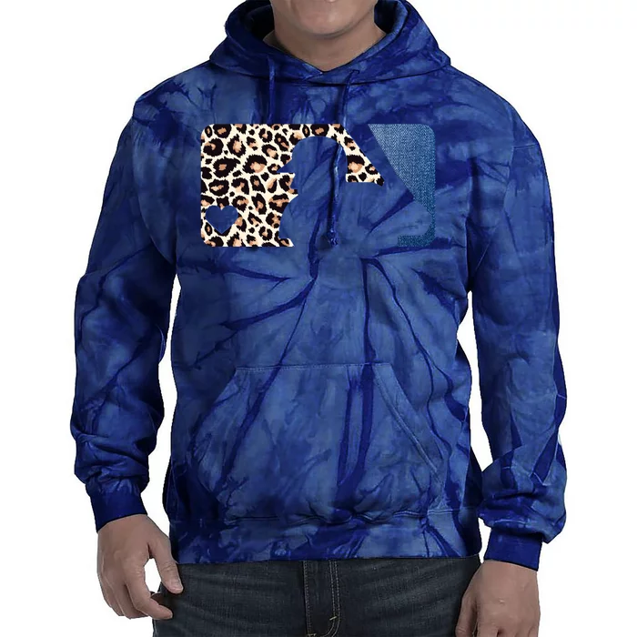 Cute Leopard Blue Jean Print Baseball Logo Tie Dye Hoodie