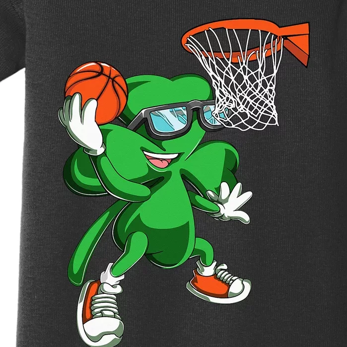 Clover Leprechaun Basketball Dunk St Patricks Day Sport Baby Bodysuit