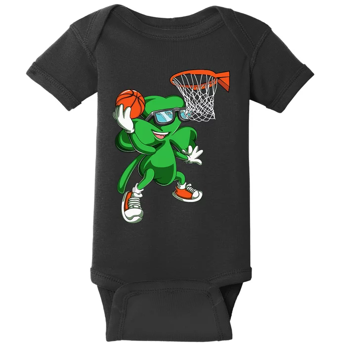 Clover Leprechaun Basketball Dunk St Patricks Day Sport Baby Bodysuit