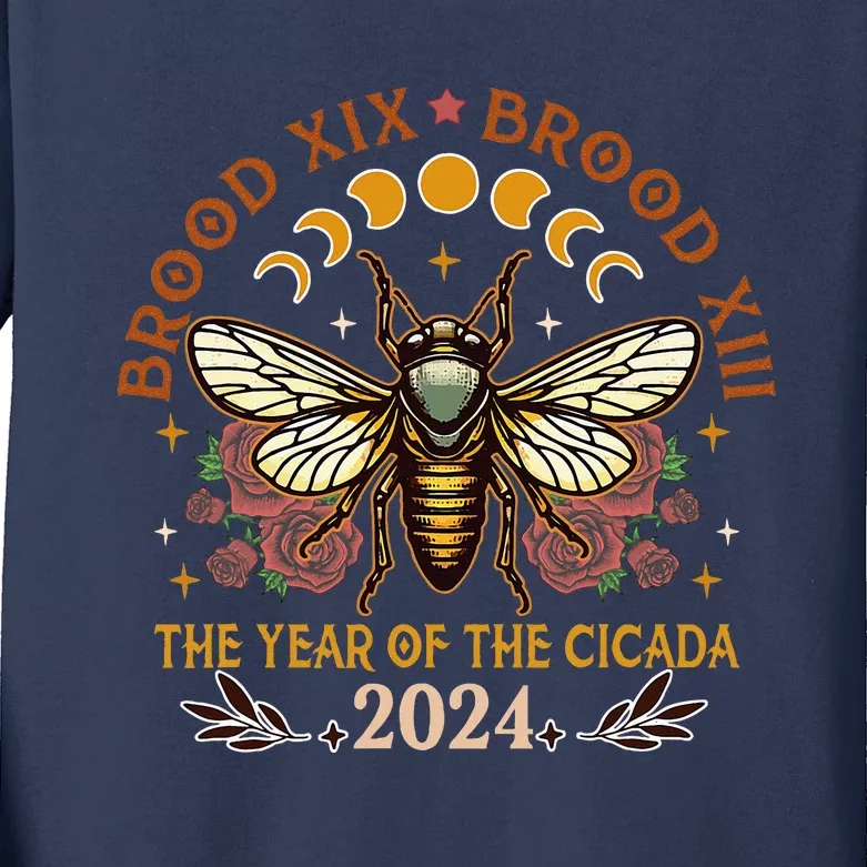 Cicada Lover Brood Xix Brood Xiii Year Of The Cicada 2024 Kids Long Sleeve Shirt