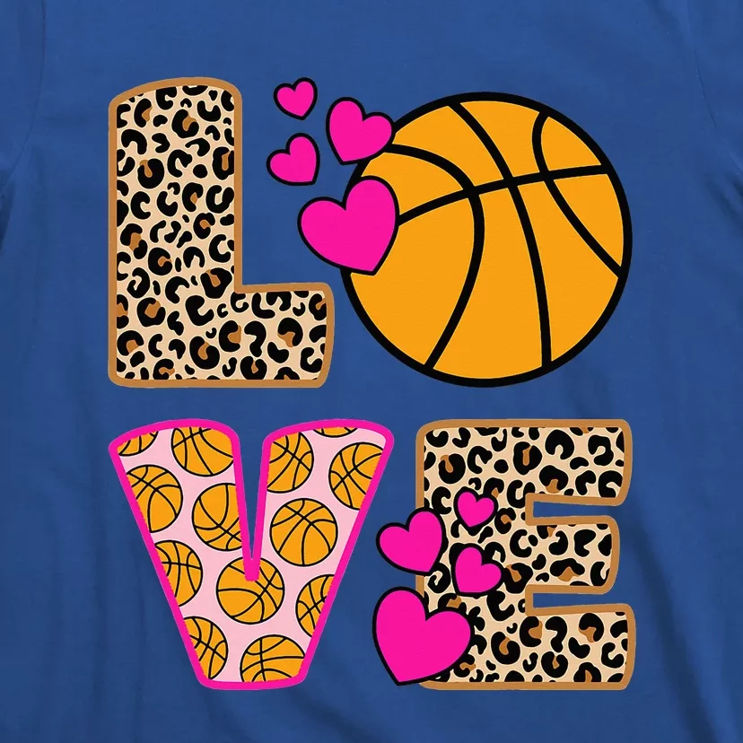 Cute Love Basketball Leopard Women Girl Basketball T-Shirt