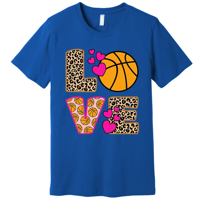 Cute Love Basketball Leopard Women Girl Basketball Premium T-Shirt