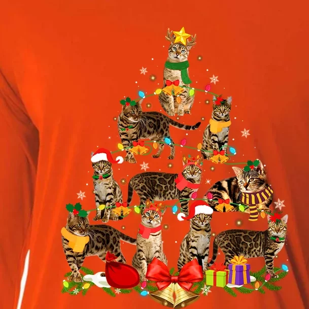 Cat Lover Bengal Tree Christmas Light Kitten Cat Xmas Tree Cool Gift Cooling Performance Long Sleeve Crew