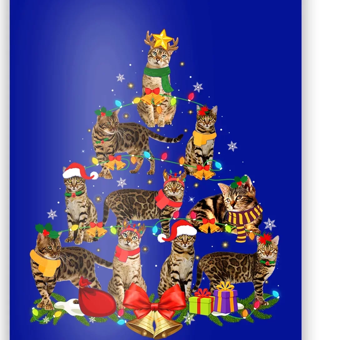 Cat Lover Bengal Tree Christmas Light Kitten Cat Xmas Tree Cool Gift Poster