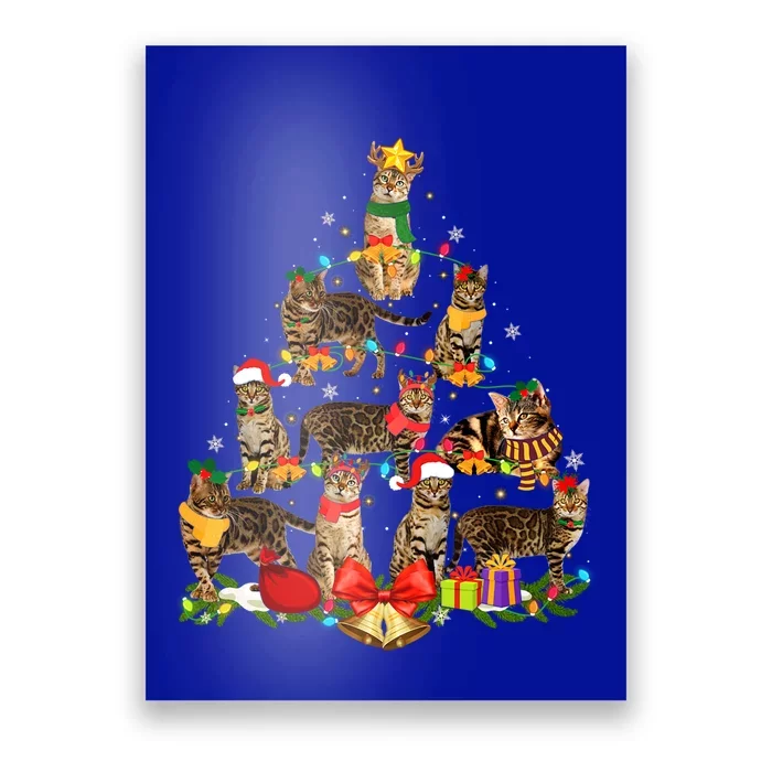 Cat Lover Bengal Tree Christmas Light Kitten Cat Xmas Tree Cool Gift Poster