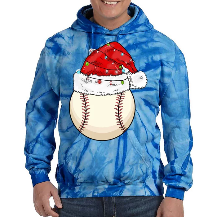 Christmas Lights Baseball Santa Hat Catcher Pitcher Pj Gift Tie Dye Hoodie