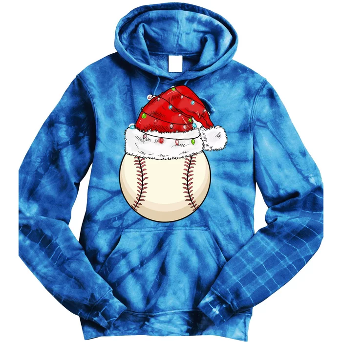 Christmas Lights Baseball Santa Hat Catcher Pitcher Pj Gift Tie Dye Hoodie