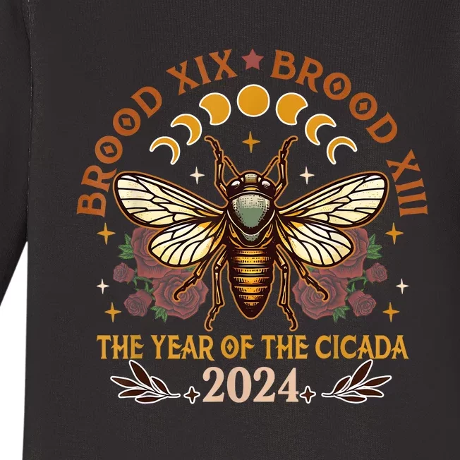 Cicada Lover Brood Xix Brood Xiii Year Of The Cicada 2024 Baby Long Sleeve Bodysuit