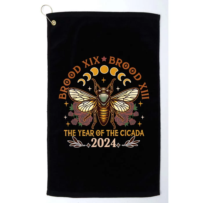 Cicada Lover Brood Xix Brood Xiii Year Of The Cicada 2024 Platinum Collection Golf Towel