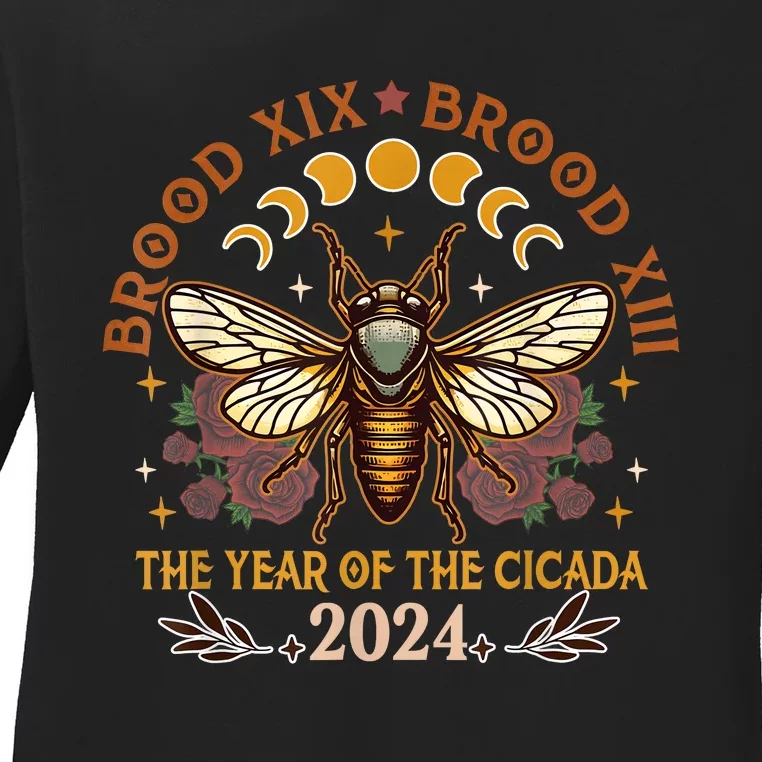 Cicada Lover Brood Xix Brood Xiii Year Of The Cicada 2024 Ladies Long Sleeve Shirt