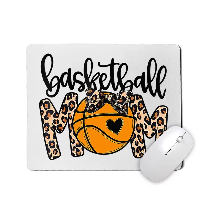 Cute Leopard Basketball Mom With Bow Tie Funny Mothers Day Mousepad