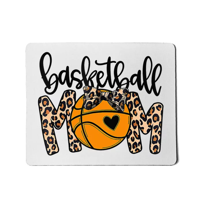 Cute Leopard Basketball Mom With Bow Tie Funny Mothers Day Mousepad