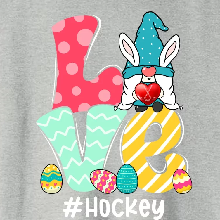 Cute Love Bunny Gnome Hockey Eggs Hunting Easter Day Gift Women's Crop Top Tee